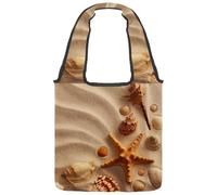 VAPOKF Sac fourre-tout en toile de plage, sable, étoile de mer, coquillage, conque, sac à main pour femme, grand sac de transport réutilisable, sac à bandoulière pour l'école, le travail, le bureau