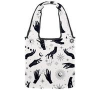 VAPOKF Sac fourre-tout en toile Hands Planets Constellations Soleil et Lunes - Grand sac de transport réutilisable pour l'école, le travail, le bureau, les voyages, le shopping décontracté