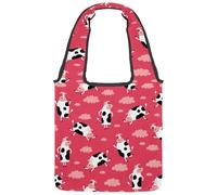 VAPOKF Sac fourre-tout en toile Happy Cow in the Sky pour femme, grand sac de transport réutilisable, sac à bandoulière pour l'école, le travail, le bureau, les voyages, le shopping, décontracté