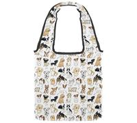 VAPOKF Sac fourre-tout en toile « I Love Dogs and Bones » pour femme, grand sac de transport réutilisable pour l'école, le travail, le bureau, les voyages, le shopping, décontracté