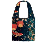 VAPOKF Sac fourre-tout en toile japonais, motif carpe poisson, sac à main pour femme, grand sac de transport réutilisable, sac à bandoulière pour l'école, le travail, le bureau, les voyages, le