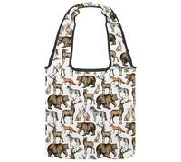 VAPOKF Sac fourre-tout en toile motif animaux de la forêt, ours, cerf, loup, renard, lièvre, sac à main pour femme, grand sac de transport réutilisable pour l'école, le travail, le bureau, les voyages