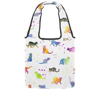 VAPOKF Sac fourre-tout en toile motif chats colorés coquins, grand sac de transport réutilisable pour l'école, le travail, le bureau, les voyages, le magasinage décontracté