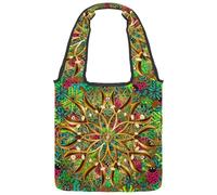 VAPOKF Sac fourre-tout en toile motif coccinelles et mandalas, grand sac de transport réutilisable pour l'école, le travail, le bureau, les voyages, le shopping, décontracté