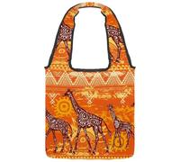 VAPOKF Sac fourre-tout en toile motif girafe africaine et tribal pour femme, grand sac de transport réutilisable, sac à bandoulière pour l'école, le travail, le bureau, les voyages, le shopping