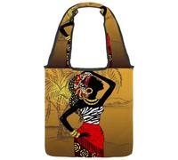 VAPOKF Sac fourre-tout en toile noire africaine pour femme, grand sac de transport réutilisable pour l'école, le travail, le bureau, les voyages, le shopping, décontracté