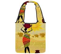 VAPOKF Sac fourre-tout en toile pour femme africaine, grand sac de transport réutilisable pour l'école, le travail, le bureau, les voyages, le shopping, décontracté