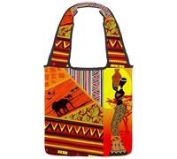 VAPOKF Sac fourre-tout en toile pour fille africaine, motif arbre et animaux, grand sac à bandoulière réutilisable pour l'école, le travail, le bureau, les voyages, le shopping, décontracté