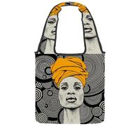 VAPOKF Sac fourre-tout en toile turban africaine pour femme, grand sac de transport réutilisable, sac à bandoulière pour l'école, le travail, le bureau, les voyages, le shopping, décontracté