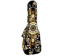 VAPOKF Sac pour ukulélé, étui pour ukulélé soprano ténor concert 58,4 cm, 10 mm d'épaisseur, rembourré, doux, sangles réglables, sac de transport, ornement floral baroque doré, multicolore,