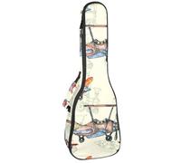 VAPOKF Sac pour ukulélé, étui pour ukulélé soprano ténor concert 58,4 cm, 10 mm d'épaisseur, rembourré, doux, sangles réglables, sac de transport, sac de transport rétro steampunk avion, véhicule,