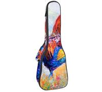 VAPOKF Sac pour ukulélé, étui pour ukulélé soprano ténor concert 58,4 cm, 10 mm d'épaisseur, rembourré, doux, sangles réglables, sac de transport, coq coloré, peinture à l'huile, art, multicolore,