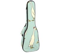VAPOKF Sac pour ukulélé, étui pour ukulélé soprano ténor concert 58,4 cm, 10 mm d'épaisseur, rembourré, doux, sangles réglables, sac de transport, canards indiens blancs dans des chapeaux de Père