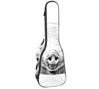 VAPOKF Sac pour ukulélé, étui pour ukulélé soprano ténor concert 58,4 cm, 10 mm d'épaisseur, rembourré, doux, sangles réglables, sac de transport, portrait de cochon de ferme, multicolore,