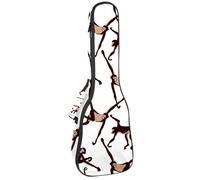 VAPOKF Sac pour ukulélé, étui pour ukulélé soprano ténor concert 58,4 cm, 10 mm d'épaisseur, rembourré, sangles réglables, sac de transport, singe amusant avec longue queue, multicolore,