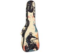 VAPOKF Sac pour ukulélé, étui pour ukulélé soprano ténor concert 58,4 cm, 10 mm d'épaisseur, rembourré, sangles réglables, sac de transport, cool pour motocross, garçons, multicolore,