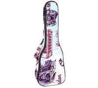 VAPOKF Sac pour ukulélé, étui pour ukulélé soprano ténor concert 58,4 cm, 10 mm d'épaisseur, rembourré, sangles réglables, sac de transport, Big Ben Tower Bridge Londres, multicolore,