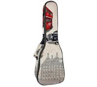 VAPOKF Sac pour ukulélé, étui pour ukulélé soprano ténor concert 58,4 cm, 10 mm d'épaisseur, rembourré, sangles réglables, sac de transport, affiche de Londres avec bus rouge Big Ben, multicolore,