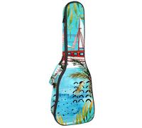 VAPOKF Sac pour ukulélé, étui pour ukulélé soprano ténor concert 58,4 cm, 10 mm d'épaisseur, rembourré, sangles réglables, sac de transport, aventure marine d'été, multicolore, 25.9x9x3.1in/66x23x8cm