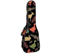 VAPOKF Sac pour ukulélé, étui pour ukulélé soprano ténor concert 58,4 cm, 10 mm d'épaisseur, rembourré, sangles réglables, sac de transport, animaux de la ferme, canard, chèvre, lapin, chat,