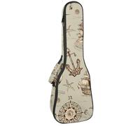 VAPOKF Sac pour ukulélé, étui pour ukulélé soprano ténor concert 58,4 cm, 10 mm d'épaisseur, rembourré, sangles réglables, sac de transport, voyage en mer, aventure, voilier et pirates, multicolore,