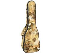 VAPOKF Sac pour ukulélé, étui pour ukulélé soprano ténor concert 58,4 cm, 10 mm d'épaisseur, rembourré, sangles réglables, sac de transport, sac de transport, aventure, voile ancienne, pirates et
