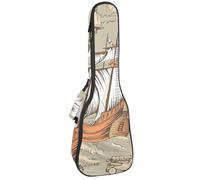 VAPOKF Sac pour ukulélé, étui pour ukulélé soprano ténor concert 58,4 cm, 10 mm d'épaisseur, rembourré, sangles réglables, sac de transport, voyage, aventure, bateau vintage, ancre et boussole,