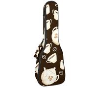 VAPOKF Sac pour ukulélé, étui pour ukulélé soprano ténor concert 58,4 cm, 10 mm d'épaisseur, rembourré, sangles réglables, sac de transport, théière en porcelaine et tasse à thé, multicolore,