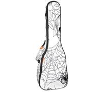 VAPOKF Sac pour ukulélé, étui pour ukulélé soprano ténor concert 58,4 cm, 10 mm d'épaisseur, rembourré, sangles réglables, sac de transport, sac de transport, Halloween, Jack, crâne, araignée et