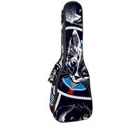 VAPOKF Sac pour ukulélé, étui pour ukulélé soprano ténor concert 58,4 cm, 10 mm d'épaisseur, rembourré, sangles réglables, sac de transport, chapeau de marin et chat avec corde d'ancrage, multicolore,