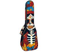 VAPOKF Sac pour ukulélé, étui pour ukulélé soprano ténor concert 58,4 cm, 10 mm d'épaisseur, rembourré, sangles réglables, sac de transport, Day of the Skulls Couple, multicolore,