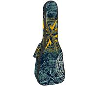 VAPOKF Sac pour ukulélé, étui pour ukulélé soprano ténor concert 58,4 cm, 10 mm d'épaisseur, rembourré, sangles réglables, sac de transport, sac de transport, motif rose naturelle grunge, boussole à
