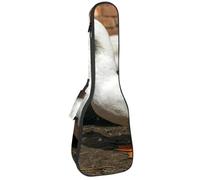 VAPOKF Sac pour ukulélé, étui pour ukulélé soprano ténor concert 58,4 cm, 10 mm d'épaisseur, rembourré, sangles réglables, sac de transport, canards blancs de la ferme dans une cour rurale,