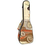 VAPOKF Sac pour ukulélé, étui pour ukulélé soprano ténor concert 58,4 cm, 10 mm d'épaisseur, rembourré, sangles réglables, sac de transport, carte postale vintage de Londres, multicolore,