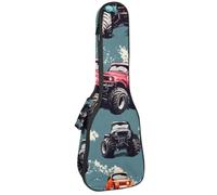 VAPOKF Sac pour ukulélé, étui pour ukulélé soprano ténor concert 58,4 cm, 10 mm d'épaisseur, rembourré, sangles réglables, sac de transport, camion coloré, multicolore, 25.9x9x3.1in/66x23x8cm