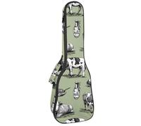 VAPOKF Sac pour ukulélé, étui pour ukulélé soprano ténor concert 58,4 cm, 10 mm d'épaisseur, rembourré, sangles réglables, sac de transport, sac de transport, vache de ferme, fromage, lait fait