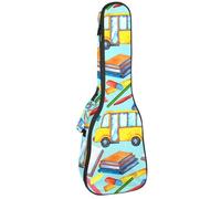 VAPOKF Sac pour ukulélé, étui pour ukulélé soprano ténor concert de 58,4 cm, 10 mm d'épaisseur, rembourré, sangles réglables, sac de transport, carnet de notes de bus scolaire, multicolore,