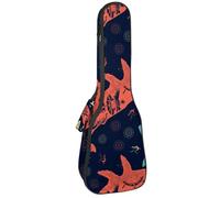 VAPOKF Sac pour ukulélé, étui pour ukulélé soprano ténor concert de 58,4 cm, 10 mm d'épaisseur, rembourré, sangles réglables, sac de transport, baleine avec symbole de voyage et d'aventure,