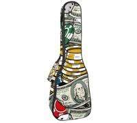 VAPOKF Sac pour ukulélé, étui pour ukulélé soprano ténor de 58,4 cm, 10 mm d'épaisseur, rembourré, sangles réglables, sac de transport, jetons, dés et rouleau de dollar, multicolore,