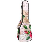 VAPOKF Sac pour ukulélé, étui pour ukulélé soprano ténor de 58,4 cm, 10 mm d'épaisseur, rembourré, sangles réglables, sac de transport, tour Eiffer, timbres roses, lettres écrites, multicolore,