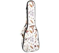 VAPOKF Sac pour ukulélé, housse pour ukulélé soprano ténor concert 58,4 cm, 10 mm d'épaisseur, rembourrage doux, sangles réglables, sac de transport, champignon de forêt et feuilles d'automne,