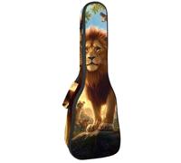 VAPOKF Sac pour ukulélé, housse pour ukulélé soprano ténor concert 58,4 cm, 10 mm d'épaisseur, rembourré, sangles réglables, sac de transport, Lions World, multicolore, 25.9x9x3.1in/66x23x8cm