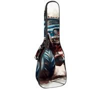VAPOKF Sac pour ukulélé, housse pour ukulélé soprano ténor concert 58,4 cm, 10 mm d'épaisseur, rembourrée, sangles réglables, sac de transport, motif monstre bleu ancien, multicolore,