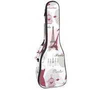 VAPOKF Sac pour ukulélé, housse pour ukulélé soprano ténor concert 58,4 cm, 10 mm d'épaisseur, rembourrée, sangles réglables, sac de transport, dame française en robe, multicolore,
