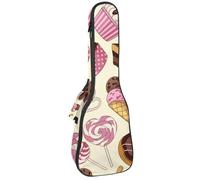 VAPOKF Sac pour ukulélé, housse pour ukulélé soprano ténor concert 58,4 cm, 10 mm d'épaisseur, rembourré, doux, sangles réglables, sac de transport, gâteaux, crème glacée, sucettes et café,
