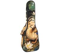 VAPOKF Sac pour ukulélé, housse pour ukulélé soprano ténor concert 58,4 cm, 10 mm d'épaisseur, rembourré, sangles réglables, sac de transport, deux petits canards indiens, multicolore,