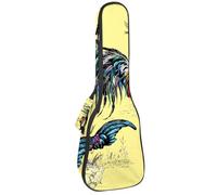 VAPOKF Sac pour ukulélé, housse pour ukulélé soprano ténor concert de 58,4 cm, 10 mm d'épaisseur, rembourré, sangles réglables, sac de transport, coqs colorés de la ferme et fleur, multicolore,