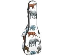 VAPOKF Sac pour ukulélé, housse pour ukulélé soprano ténor concert de 58,4 cm, 10 mm d'épaisseur, rembourré, doux, sangles réglables, sac de transport, girafe, éléphant, tigre, singe, rhinocéros,