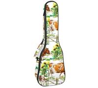 VAPOKF Sac pour ukulélé, housse pour ukulélé soprano ténor concert de 58,4 cm, 10 mm d'épaisseur, rembourrée, sangles réglables, sac de transport, vaches, mollets laitiers à la ferme, multicolore,