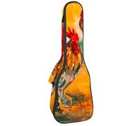 VAPOKF Sac pour ukulélé, housse pour ukulélé soprano ténor concert de 58,4 cm, 10 mm d'épaisseur, rembourré, sangles réglables, sac de transport, animal de la ferme, coq, peinture artistique,